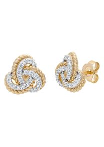Paar Ohrstecker Firetti "Schmuck Geschenk Silber 925 Ohrschmuck Ohrringe Knoten", gelbgoldfarben, silberfarben, kristallwei&szlig;, kristallwei&szlig;, Ohrringe, Damen, Silber 925 (Sterlingsilber), Paar Ohrstecker, mit Zirkonia (synth.)