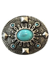 G&uuml;rtelschnalle RETTUNGSRING G&Uuml;RTEL, Damen, silber (altsilberfarben), Obermaterial: 100% Metall, G&uuml;rtel G&uuml;rtelschnalle, Wechselschnalle &raquo;Oval Mit Blauem Stein&laquo;, individuelle G&uuml;rtelschnalle