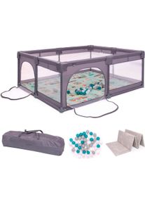 Laufstall BABYGO "B&auml;llebad; Playpark 2", Baby, grau, Laufst&auml;lle Laufstall, inkl. 48 Spielb&auml;lle und Spielmatratze