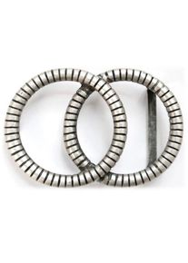 G&uuml;rtelschnalle RETTUNGSRING G&Uuml;RTEL "2 Kreise Riffel", Damen, silber (silberfarben), Obermaterial: 100% Metall, gemustert, G&uuml;rtel G&uuml;rtelschnalle