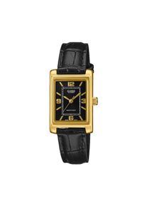 Quarzuhr, schwarz, CASIO TIMELESS COLLECTION, Armbanduhren, Damen, Quarzuhr, Armbanduhr, Damenuhr, Lederarmband, analog