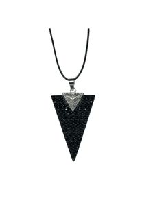 Lange Kette Firetti "Schmuck Geschenk Sparkling Triangle", schwarz (metallfarben, schwarz), Halsketten, Damen, Kunststoff Metall Textil, L: 78, Kunststoff, Metall, Textil, Lange Kette