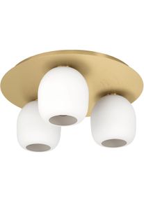 Eglo Deckenleuchte "MANZANARES Deckenlampe, Stahl und Glas, E27, IP20, Flurlampe, Lampe", gold (messingfarben, goldfarben), &Oslash; 45cm H: 19cm, 1 Stk., Leuchten, Deckenleuchte, H19 x &Oslash;45 cm, messing-geb&uuml;rstet, gold, 3X40W exkl., Deckenleuchte