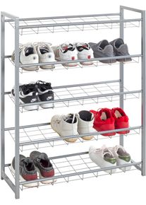 Schuhregal HAKU "Schuhaufbewahrung", grau, B:80cm H:106cm T:30cm, Metall, Stahl, Regale, Schuhregal, rechteckig - aus Metall Grau - B/T/H 80/30/106 cm