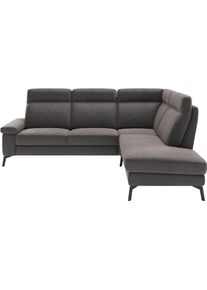 Ecksofa Home Affaire "Nalani, optionaler Sitzauszug, Breite: 252 cm", elephant, B:252cm H:104cm T:215cm, 100% Polyester, Sofas, Ecksofa, Komfortabler Federkernsitz, gro&szlig;z&uuml;gige Ecke, klappbare Armlehne