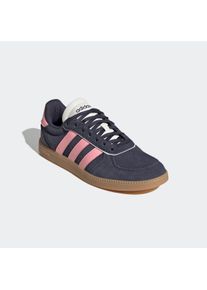 Sneaker adidas Sportswear "BREAKNET SLEEK", Damen, Gr. 40,5, blau (shadow navy, pink spark, sanftes wei&szlig;), Leder, Synthetik, Schuhe Sneaker, inspiriert vom Design des adidas handball spezial, Topseller