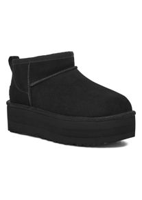 UGG Australia Winterboots UGG "Unisex, Classic Ultra Mini Platform", M&auml;dchen, Gr. 6 (37), schwarz, Veloursleder, Schuhe Winterboots, Plateaboots, Schlupfstiefel mit Plateausohle