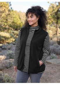 Fleeceweste sheego, Damen, Gr. 50, schwarz, 100% Polyester, unifarben, Westen Fleeceweste