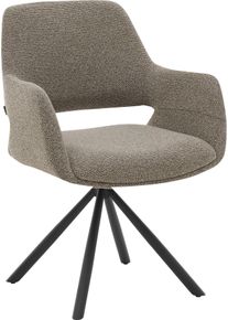 Esszimmerstuhl Musterring, taupe, schwarz, taupe, B:62cm H:83cm T:62cm, Eisen, Stoff, St&uuml;hle, Esszimmerstuhl, Gestell Eisen schwarz, 180 drehbar, R&uuml;ckholmechanik, SH 48 cm