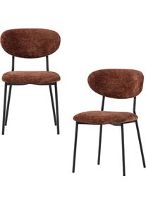 Esszimmerstuhl Woood "Kjeld Chenille-Bezug und Metallgestell B 47 x T 53 x H 79 cm (2er-Set)", braun, schwarz, B:47cm H:79cm T:53cm, Holzwerkstoff, Metall, St&uuml;hle, Esszimmerstuhl, Geringe Verschlei&szlig;festigkeit, Tragkraft 120 kg, stapelbar