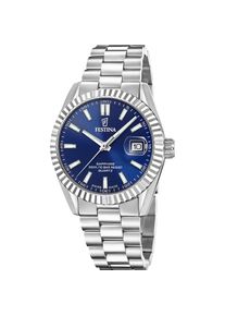 Quarzuhr Festina "Classic Steel", silberfarben, blau, blau, Armbanduhren, Damen, silberfarben, Quarzuhr, Armbanduhr, Damenuhr, Herrenuhr, Swiss Made, Edelstahlarmband, analog