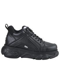 Plateausneaker Buffalo "CORIN", Damen, Gr. 38, schwarz, Lederimitat, Schuhe Plateausneaker, Schn&uuml;rschuh, Freizeitschuh, Ugly Sneaker mit typischer Plateausohle