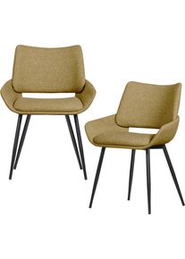 Esszimmerstuhl Woood "Parade mit Melange-Bezug und konischen Metallbeinen B58 x T55 x H83 cm", beige (senf, schwarz), B:58cm H:83cm T:55cm, Holzwerkstoff, Metall, St&uuml;hle, Esszimmerstuhl, Sehr hohe Verschlei&szlig;festigkeit, schalenf&ouml;rmige, Tragkraft 150 kg