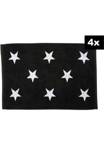 Badematte done. "DAILY SHAPES Stars 4er-Set", schwarz, H:5mm, Baumwolle, Badematten, Badematte, Badvorleger aus 100% Baumwolle, Jacquardgewebt