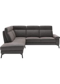 Ecksofa Home Affaire "Nalani, optionaler Sitzauszug, Breite: 252 cm", elephant, B:252cm H:104cm T:215cm, 100% Polyester, Sofas, Ecksofa, Komfortabler Federkernsitz, gro&szlig;z&uuml;gige Ecke, klappbare Armlehne