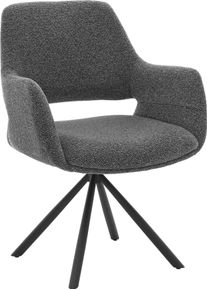 Esszimmerstuhl Musterring, graphit, schwarz, graphit, B:62cm H:83cm T:62cm, Eisen, Stoff, St&uuml;hle, Esszimmerstuhl, Gestell Eisen schwarz, 180 drehbar, R&uuml;ckholmechanik, SH 48 cm