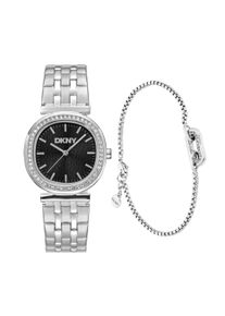 Quarzuhr DKNY "Evening Watch Set", silberfarben, Armbanduhren, Damen, Quarzuhr, Armbanduhr, Damenuhr, Edelstahlarmband, Ideal auch als Geschenk