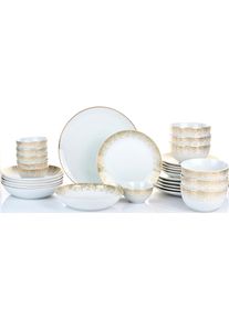 Kombiservice Retsch Arzberg "Dusty", gold (wei&szlig;, goldfarben), 30 Stk., Porzellan, Geschirr-Sets, Kombiservice, dezentes Dekor auf schlichtem Wei&szlig;