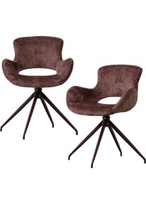 Esszimmerstuhl Woood "Eliva mit Grobstruktur-Velvetbezug und Metallgestell 58 x 82 x 58 cm", violett, B:58cm H:82cm T:58cm, Holzwerkstoff, Metall, St&uuml;hle, Esszimmerstuhl, Sehr hohe Verschlei&szlig;festigkeit, Drehmechanismus, Pfleiglicht