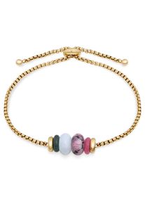 Armband Tamaris "Natural Stones", gelbgoldfarben, gr&uuml;n, natur, lila, gr&uuml;n, natur, lila, Armb&auml;nder, Damen, 21cm, Edelstahl, Armband, mit verschiedenen Steinen