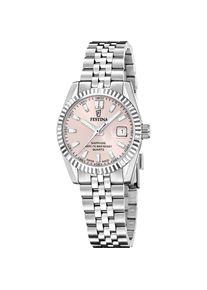 Quarzuhr Festina "Classic Steel", silberfarben, rosa, Armbanduhren, Damen, Quarzuhr, Armbanduhr, Damenuhr, Swiss Made, Edelstahlarmband, analog, Tag