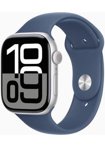 Apple Watch Series 10 Alluminio 46 mm (2024) | GPS | argento | Cinturino Sport M/L | Denim