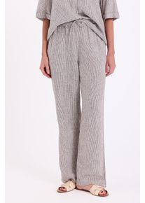 Leinenhose Freequent "FQLAVA-PANTS", Damen, Gr. XL, N-Gr, grau (coffee bean with star off, wei&szlig;), Web, Obermaterial: 55% Leinen, 45% Viskose, gestreift, bequem lang, Hosen Leinenhose, bequem weite Form, gestreift