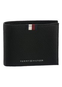Geldb&ouml;rse Tommy Hilfiger "TH PREM LEA MINI CC WALLET", Damen, schwarz, Leder, unifarben, Kleinlederwaren Geldb&ouml;rse, Unisex Geldbeutel, Portemonnaie mit Logo-Schriftzug und Logoflag
