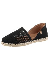 Espadrille VERBENAS "Carmen Crochet-Lino Paris", Damen, Gr. 38, schwarz, Textil, Schuhe Espadrille, Slipper, Sommerschuh, Strandschuh im H&auml;kel-Look