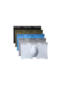 Trunk "LOW RISE TRUNK 5PK", Herren, Gr. L (52), 5 Stk., schwarz, poseidon blau, olive night, con, Jersey, Obermaterial: 88% Polyester, 12% Elasthan, Calvin Klein Underwear, k&ouml;rpernah, Unterhosen Trunk, Mit elastischem Bund
