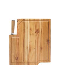 ECHTWERK , Braun , Holz, Metall , Akazie , 35.8x41.5x3.5 cm ,