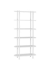 PBJ Regal, Wei&szlig;, Metall, Holzwerkstoff, 6 F&auml;cher, 90x160x30 cm, Wohnzimmer, Regale, B&uuml;cherregale