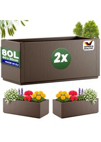 Casaria Bloempot Ethica Set van 2 Bruin plastic 80x36x36cm