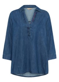 Langarmbluse Culture "Bluse langarm CUmaxy", Damen, Gr. XS, blau (dunkelblau wash), Obermaterial: 90% Baumwolle CO. 10% Lyocell CLY., Blusen Langarmbluse