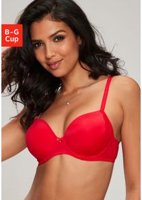 Schalen-BH Lascana "Tiziana", Damen, Gr. 70, Cup F, rot, Microtouch, Obermaterial: 71% Polyamid, 16% Polyester, 13% Elasthan, BHs Schalen-BH, mit dekorativer Spitze, Dessous