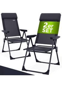 Casaria Gartenstuhl klappbar 2er-Set Anthrazit Alu Hochlehner verstellbar