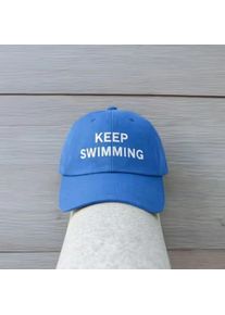 2026 Trendy keep Swimming New Letter Embroidery Baseball Caps For Men And Women Fashionable Sunscreen Soft Top Hat Duckbill Cap