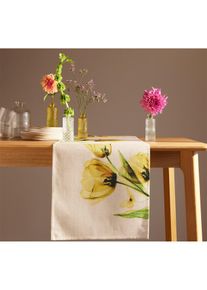 bonprix Față de masă &icirc;ngustă cu aspect de in, galben, Lxl 160/40 cm