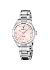 Quarzuhr Festina "Classic Steel", rosa (silberfarben, rosa), Armbanduhren, Damen, Quarzuhr, Armbanduhr, Damenuhr, Edelstahlarmband, analog, Tag