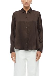 Langarmbluse s.Oliver BLACK LABEL, Damen, Gr. 48, chocolate, Web, Obermaterial: 100% Viskose, normal h&uuml;ftbedeckend, Rundhals, 1-Knopf-Manschette, Blusen Langarmbluse, aus Viskose