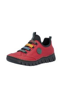 Slip-On Sneaker Rieker, Damen, Gr. 42, rot, Lederimitat, Schuhe Slip-On Sneaker, Slipper, Schlupfschuh, Halbschuh mit elastischem Einstieg