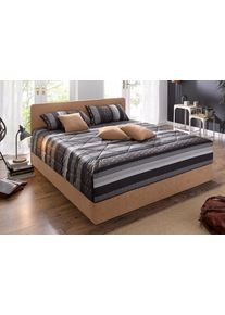 Polsterbett "Davos", braun, B:205cm H:98cm L:210cm, Bezug Bett: Microfaser (100% Polyester);Bonnell-Federkernmatratze: 51% Polypropylen, 39% Polyester und 10% Baumwolle;Kaltschaummatratze: 100% Polyester, Bezug abnehm- und waschbar bis 60C, Westfalia Schlafkomfort, Betten, Polsterbett, inkl. Bettkasten bei Ausf&uuml;hrung mit Matratze
