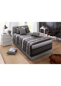 Polsterbett "Davos", grau (dunkelgrau), B:125cm H:98cm L:210cm, Bezug Bett: Microfaser (100% Polyester);Bonnell-Federkernmatratze: 51% Polypropylen, 39% Polyester und 10% Baumwolle;Kaltschaummatratze: 100% Polyester, Bezug abnehm- und waschbar bis 60C, Westfalia Schlafkomfort, Betten, Polsterbett, inkl. Bettkasten bei Ausf&uuml;hrung mit Matratze