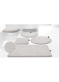 Badematte Bruno Banani "Lana Standard, Badvorleger, Badezimmer Teppich" Gr. 11, beige (hellgrau), H:25mm, Polyacryl, Badematten, Badematte, Badteppich, Badematten, unifarben, auch als 3 teiliges Set & rund