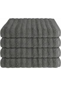 Handt&uuml;cher Schiesser "Neapel aus 100% Baumwolle mit eleganter Hoch-Tief-Optik", dunkelgr&uuml;n, B:50cm L:100cm, Frottier, Baumwolle, Handt&uuml;cher, Handt&uuml;cher, OEKO-TEX MADE IN GREEN