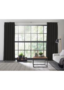 Vorhang WIRTH "Dim out", schwarz, B:142cm H:295cm, Polyester, Gardinen, Vorhang, nach Ma&szlig;