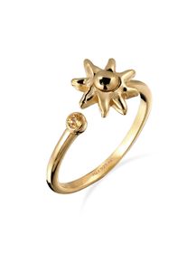 Silberring Elli "Ring mit Citrin Sonnensymbol Gelb 925 Sterling Silber vergoldet" Gr. 58, gold, Fingerringe, Damen, 58, Silber 925 (Sterlingsilber), Silberring
