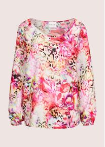 Madeleine Mode Langarmbluse MADELEINE "Bluse Druckbluse mit Leo- und Blumenmuster", Damen, Gr. 38, pink (pink, gemustert), Obermaterial: 100% Viskose CV., Modern, Blusen Langarmbluse