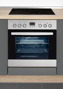 Exquisit Elektro-Herd-Set "EHE 185-1.1-Set", Energieeffizienz: A, silber (edelstahlfarben), Herdsets, Hei&szlig;luft:Braten mit knuspriger Kruste,Pizzastufe f&uuml;r die Pizza zuhause, Elektro-Herd-Set