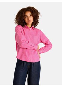 LIEBLINGSST&Uuml;CK Hemdbluse LIEBLINGSST&Uuml;CK "CelinaL", Damen, Gr. 46, neon pink, Web, Obermaterial: 67% Viskose, 20% Polyamid, 13% Polyester, gestreift, h&uuml;ftlang, 1-Knopf-Manschette mit Schlitz, Blusen Hemdbluse, aus Viskosemix